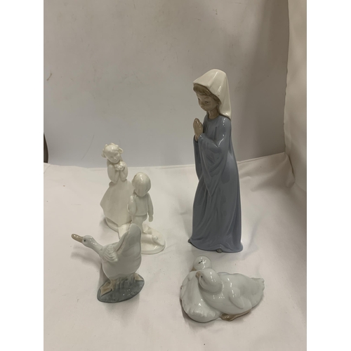 757A - A GROUP OF FOUR FIGURES - NAO LLADRO GIRL AND GEESE AND A ROYAL DOULTON IMAGES FIGURE