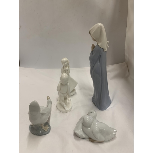 757A - A GROUP OF FOUR FIGURES - NAO LLADRO GIRL AND GEESE AND A ROYAL DOULTON IMAGES FIGURE