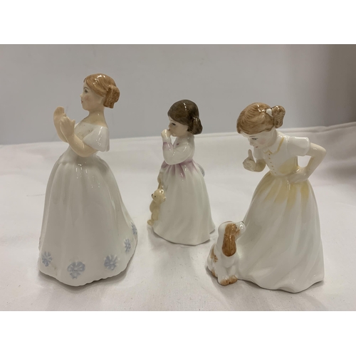 796 - THREE ROYAL DOULTON FIGURES - 'CATHERINE' HN3044, 'DADDY'S GIRL' HN3435 AND HN3123 (ALL SECONDS)