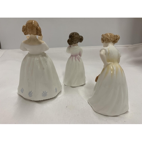 796 - THREE ROYAL DOULTON FIGURES - 'CATHERINE' HN3044, 'DADDY'S GIRL' HN3435 AND HN3123 (ALL SECONDS)