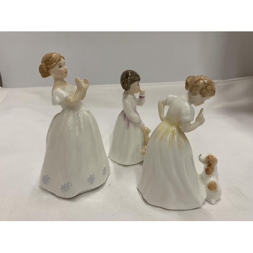 796 - THREE ROYAL DOULTON FIGURES - 'CATHERINE' HN3044, 'DADDY'S GIRL' HN3435 AND HN3123 (ALL SECONDS)