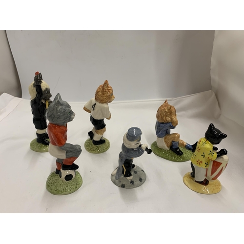 799A - A COLLECTION OF FOUR BOXED BESWICK FOOTBALLING FELINES CATS AND TWO FURTHER BESWICK MODELS