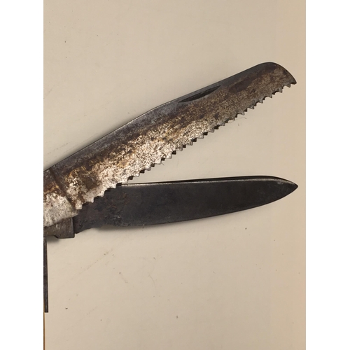 471 - A MARKED SHEFFIELD BONE HANDLED COACHMANS KNIFE