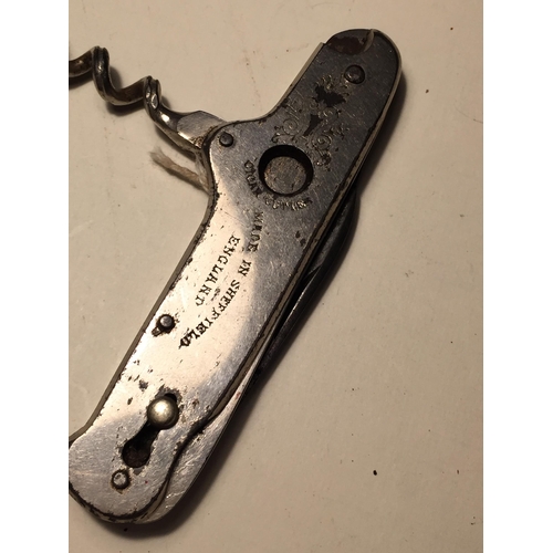 472 - A MARKED SHEFFIELD PEN KNIFE WITH CIGAR CUTTER