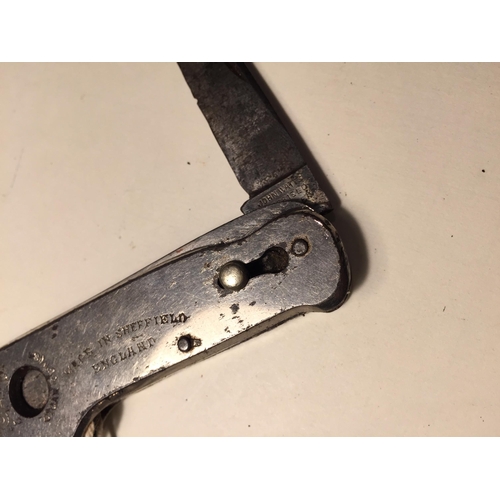 472 - A MARKED SHEFFIELD PEN KNIFE WITH CIGAR CUTTER