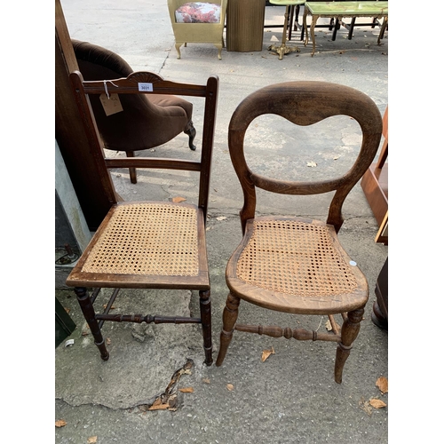 3031 - TWO VICTORIAN BEDROOM CHAIRS WITH SPLIT CANE SEATS