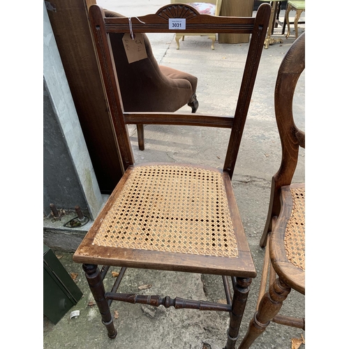 3031 - TWO VICTORIAN BEDROOM CHAIRS WITH SPLIT CANE SEATS