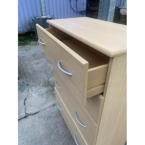 3032 - A MODERN OAK EFFECT CHEST OF FOUR DRAWERS, 29.5