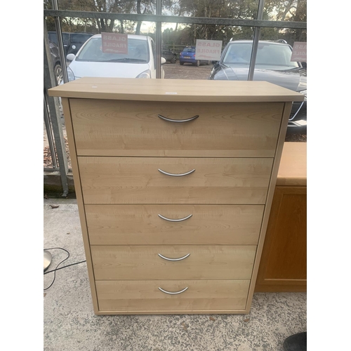 3034 - A  MODERN BOWFRONTED CHEST OF DRAWERS, 35