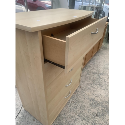 3034 - A  MODERN BOWFRONTED CHEST OF DRAWERS, 35