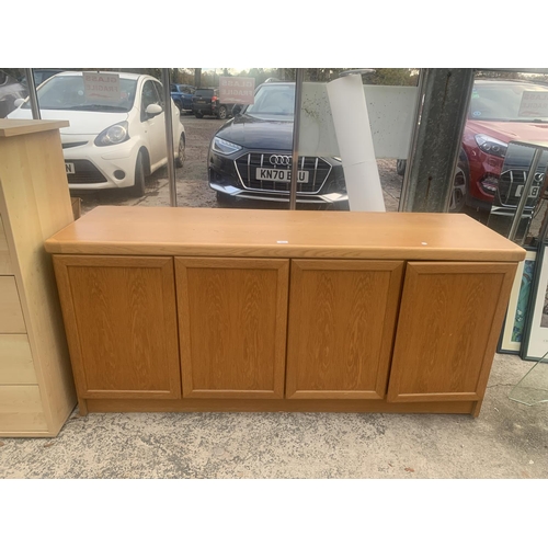 3035 - A RETRO OAK A/S CHR,,LINNENBERG (MADE IN DENMARK) SIDEBOARD ENCLOSING FOUR CUPBOARDS, 66