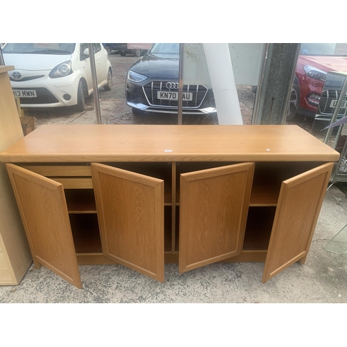 3035 - A RETRO OAK A/S CHR,,LINNENBERG (MADE IN DENMARK) SIDEBOARD ENCLOSING FOUR CUPBOARDS, 66