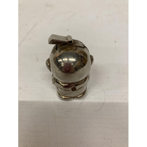 804A - A VINTAGE WHITE METAL LIGHTER IN THE SHAPE OF AN ALIEN WITH RED EYES, HEIGHT 5CM