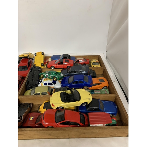 390 - A LARGE QUANTITY OF CARS TO INCLUDE A NODDY CAR, PEUGEOT, THUNDER TRUCK, ETC.,