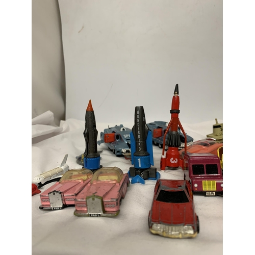 395 - A QUANTITY OF SCI-FI AND TV RELATED VEHICLES, BATMAN, CAPTAIN SCARLET, TUNDERBIRDS, ETC.,