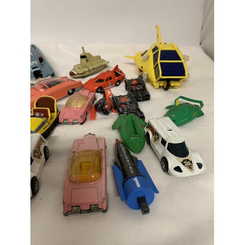 395 - A QUANTITY OF SCI-FI AND TV RELATED VEHICLES, BATMAN, CAPTAIN SCARLET, TUNDERBIRDS, ETC.,