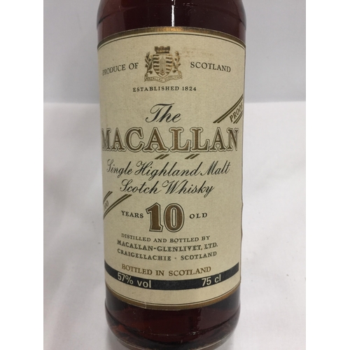 501 - A 75CL BOTTLE - MACALLAN 10 YEARS OLD SINGLE HIGHLAND MALT SCOTCH WHISKY, 100 PROOF, 57% VOLUME