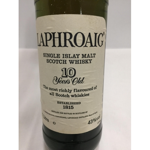 503 - A 1L BOTTLE - LAPHROAIG 10 YEARS OLD SINGLE ISLAY MALT SCOTCH WHISKY, OLD LABEL