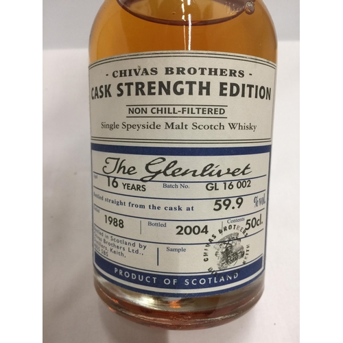 505 - A 50CL BOTTLE - CHIVAS BROTHERS CASK STRENGTH EDITION 'THE GLENLIVET' 16 YEARS OLD SINGLE SPEYSIDE M... 