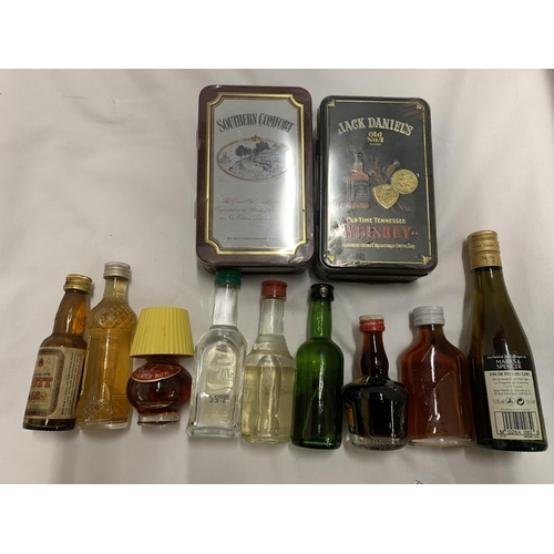 537 - A MIXED LOT OF MINIATURES - DOW'S 1991 LATE BOTTLED VINTAGEPORT, GLOAG'S DRY GIN, BOXED JACK DANIELS... 