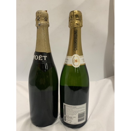 542 - TWO 75CL BOTTLES - MOET & CHANDON PREMIERE CUVEE CAMPAGNE AND RENE FLORANCY BRUT CHAMPAGNE