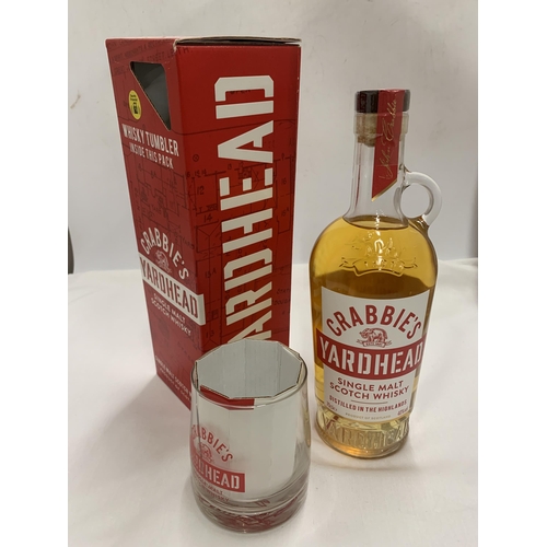 544 - A BOXED 70CL BOTTLE - CRABBIE'S YARDHEAD SINGLE MALT WHISKY WITH BRANDED GLASS