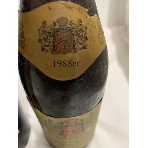 549 - THREE BOTTLES - COTES DU RHONE VILLAGES 1988 CUVEE RESERVE, MUKUYU PINOTAGE 1989 RESERVE SUPERIEUR A... 