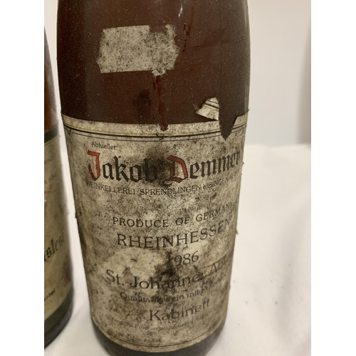 554 - THREE GERMAN BOTTLES - JAKOB DEMMER, MIERSTEINER AND 1992 RIESLING