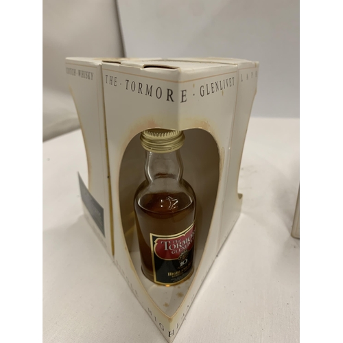 558 - TWO BLACK BOTTLE MINIATURE WHISKY GIFT SETS TO INCLUDE TORMORE GLENLIVET & LAPHROAIG