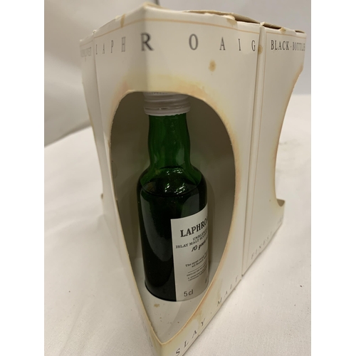 558 - TWO BLACK BOTTLE MINIATURE WHISKY GIFT SETS TO INCLUDE TORMORE GLENLIVET & LAPHROAIG