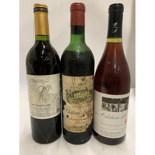 565 - THREE 75CL BOTTLES - 1996 GRAN RESERVA RIOJA, 1970 CHATEAU BELGIOR AND COLDSTREAM HILLS PINOT NOIR