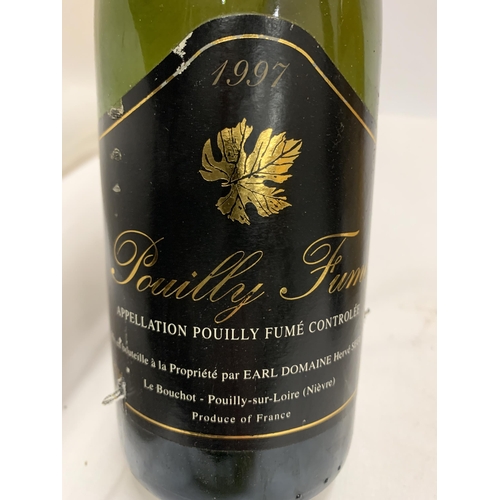 566 - THREE MIXED BOTTLES - 1997 POUILLY, SAUTERNES AND MILES RAINWATER MADEIRA