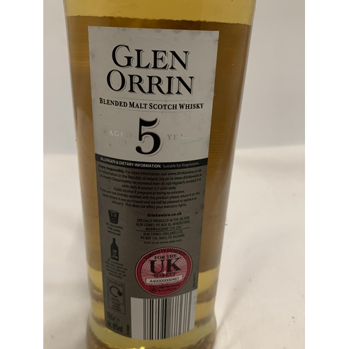 578 - A 70CL BOTTLE - GLEN ORRIN 5 YEARS BLENDED MALT SCOTCH WHISKY