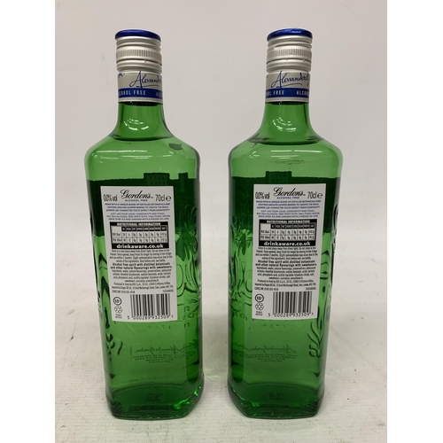 605 - TWO 70CL BOTTLES - 0.0% GORDON'S ALCOHOL FREE GIN