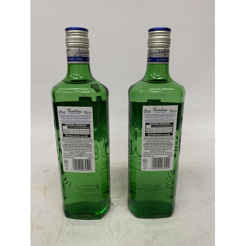 606 - TWO 70CL BOTTLES - 0.0% GORDON'S ALCOHOL FREE GIN