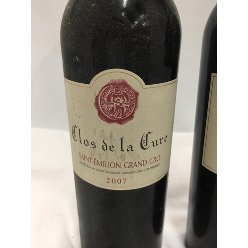 627 - TWO 75CL BOTTLES - SAINT EMILION GRAND CRU CLOS DE LA CURE 2006 & 2007