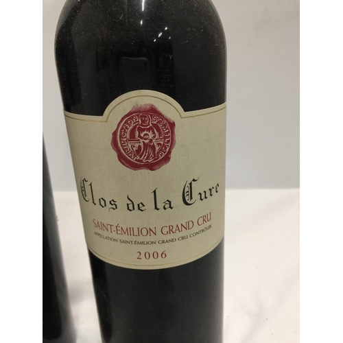 627 - TWO 75CL BOTTLES - SAINT EMILION GRAND CRU CLOS DE LA CURE 2006 & 2007