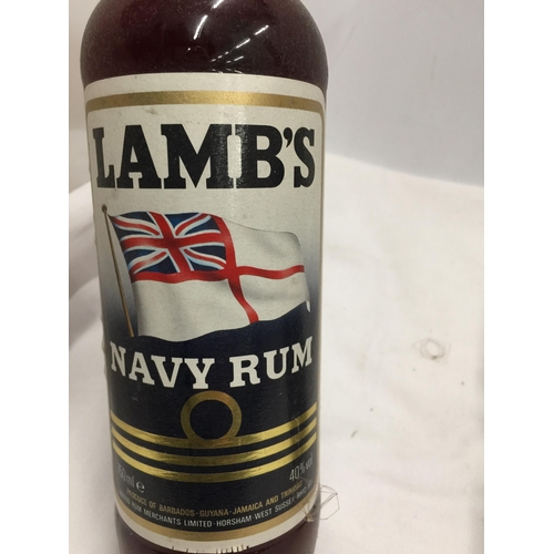 634 - THREE BOTTLES - LAMB'S NAVY RUM, 2 X CAPTAIN MORGAN BLACK LABEL RUM