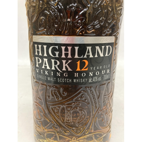 676 - A BOXED 70CL BOTTLE - HIGHLAND PARK 12 YEAR OLD VIKING HONOUR SINGLE MALT SCOTCH WHISKY