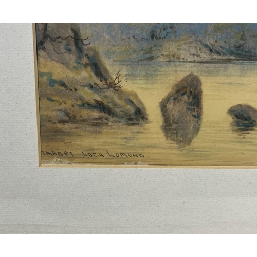 51 - W.H MULLER, A WATERCOLOUR TITLED 'TARBET, LOCH LOMOND' IN GILT FRAME, 46 X 35 CM