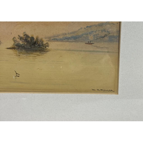 51 - W.H MULLER, A WATERCOLOUR TITLED 'TARBET, LOCH LOMOND' IN GILT FRAME, 46 X 35 CM