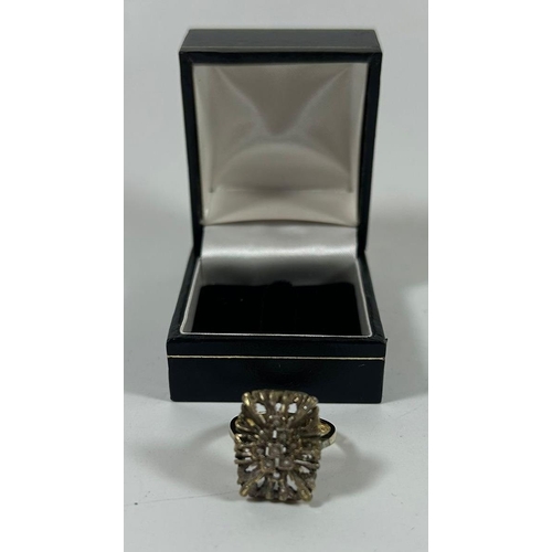 545 - A BOXED ART DECO STYLE SILVER GILT MARCASITE RING