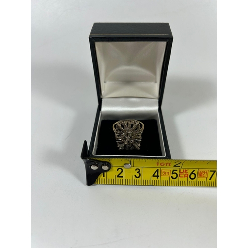 545 - A BOXED ART DECO STYLE SILVER GILT MARCASITE RING