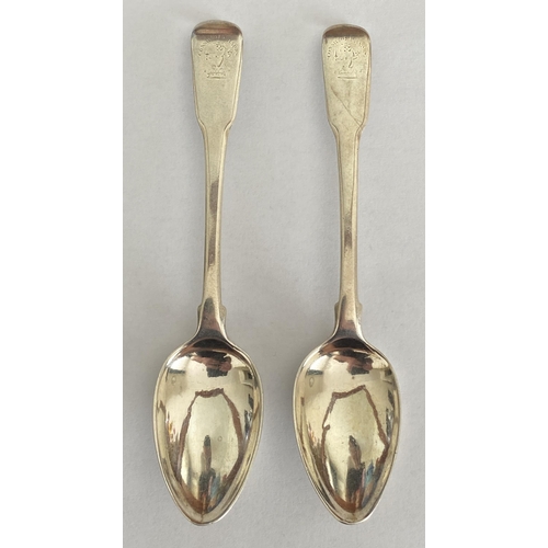 56 - A PAIR OF GEORGE III 1800 SILVER TEASPOONS, LONDON HALLMARKS, MAKER RICHARD CROSSLEY, LENGTH 13.5 CM... 