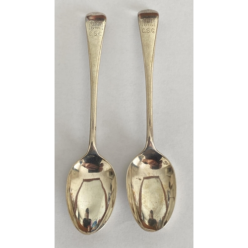 57 - A PAIR OF EDWARD VII 1909 SILVER TEASPOONS, SHEFFIELD HALLMARKS, MAKER COOPER BROTHERS, LENGTH 11 CM... 