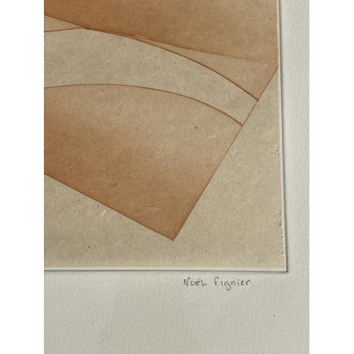 66 - A MID CENTURY NOEL FIGNIER PENCIL SIGNED COLOUR PRINT, NUMBERED 18/100 AND SIGNED, 70 X 54 CM