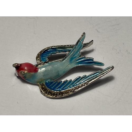 744 - TWO ENAMELLED SWALLOW BROOCHES