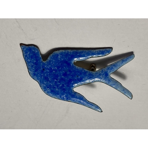 744 - TWO ENAMELLED SWALLOW BROOCHES