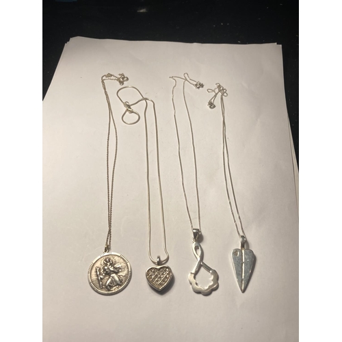 759 - FOUR ASSORTED SILVER NECKLACES