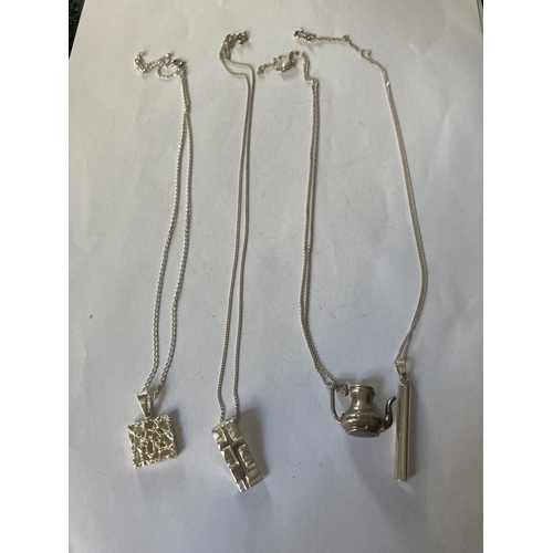 791 - FOUR ASSORTED SILVER NECKLACES